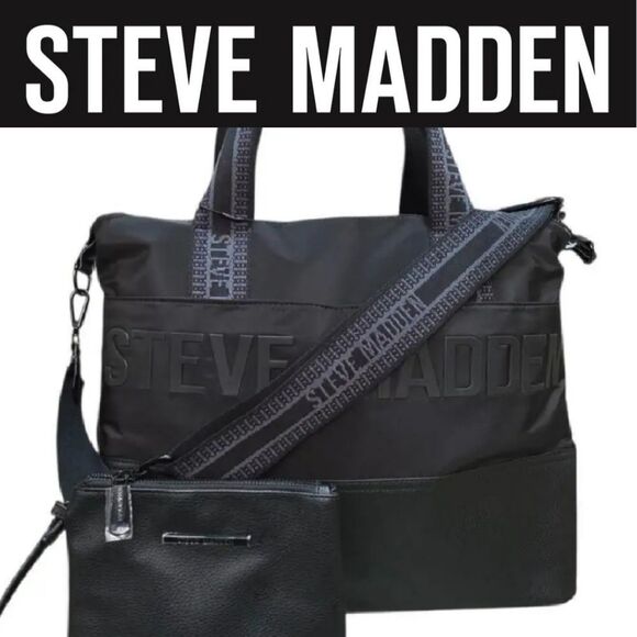 Steve Madden BGymm Weekender Bag- Black/Black - Picture 1 of 14
